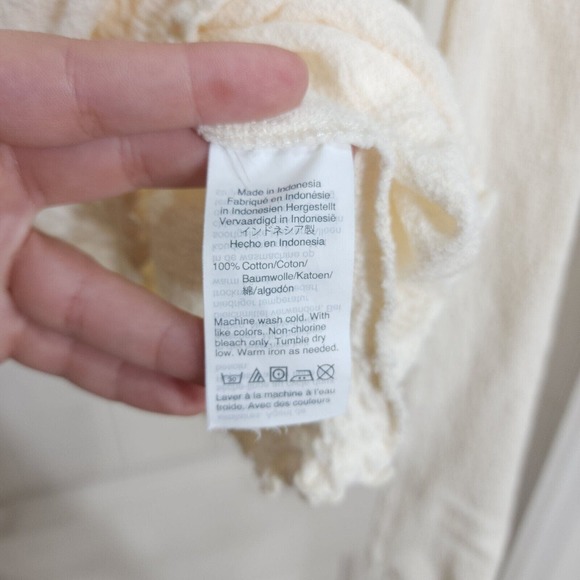 Madewell Womens Top Smocked Bell Sleeve Cream Knit Elastic Waist Blouse Size S - Picture 7 of 7